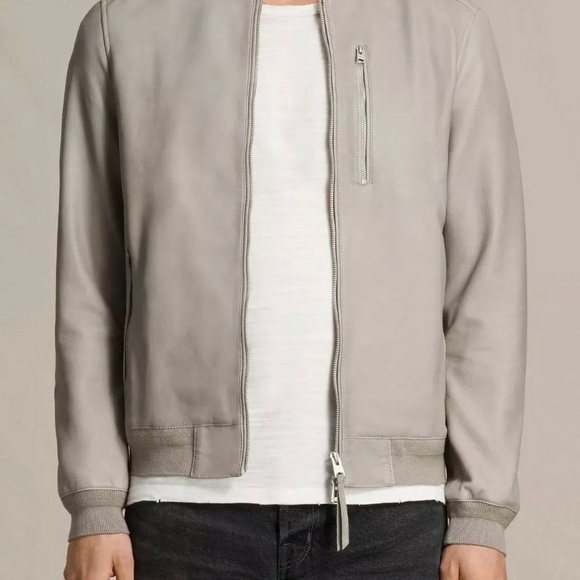Men’s All Saints MIKO bomber leather zip jacket - Picture 2 of 7